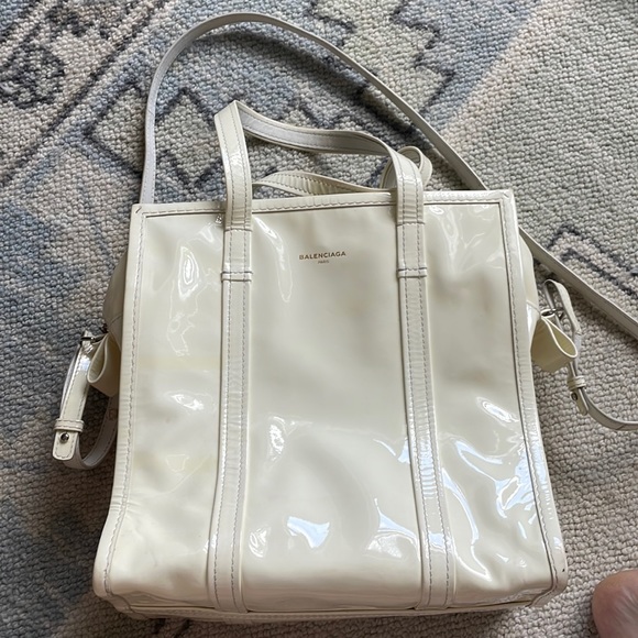 Balenciaga Bazar Tote - Cream Patent Leather - Picture 1 of 4